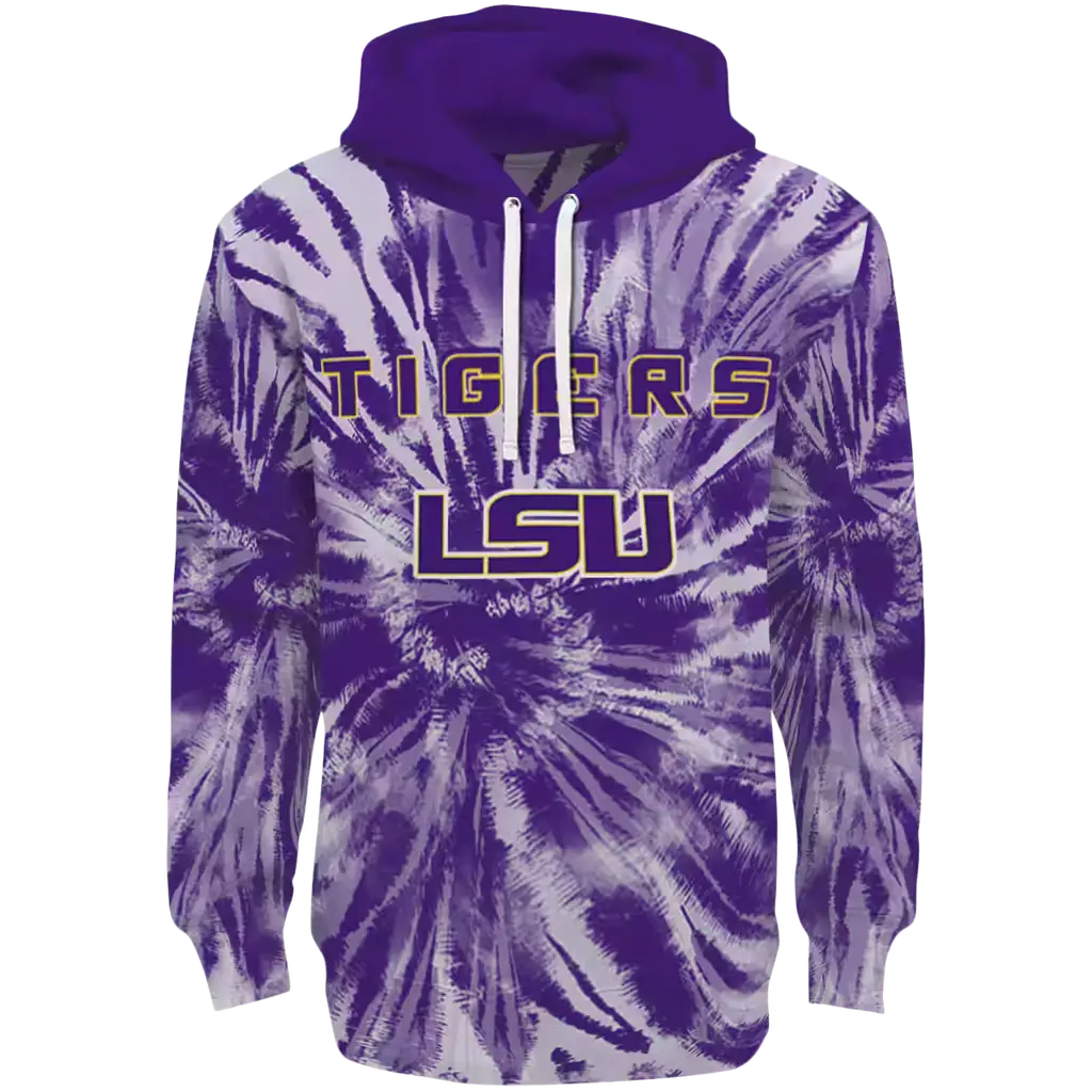 lsu tigers tie dye pattern purple hoodie best selling lsu tigers tie dye pattern purple hoodie best selling