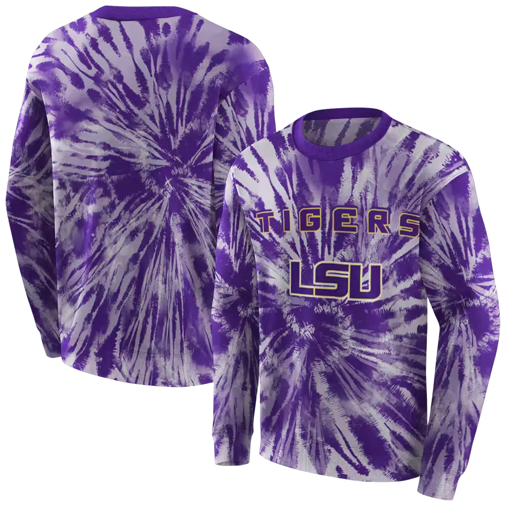 lsu tigers tie dye pattern purple hoodie premium grade lsu tigers tie dye pattern purple hoodie premium grade