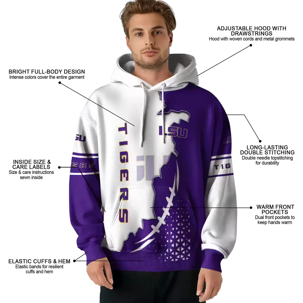 lsu tigers triangular pattern purple white hoodie latest model lsu tigers triangular pattern purple white hoodie latest model