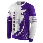 lsu tigers triangular pattern purple white hoodie best selling