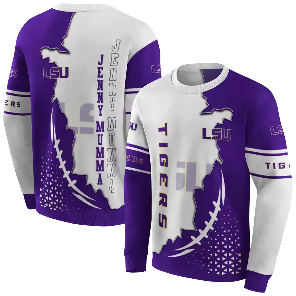 lsu tigers triangular pattern purple white hoodie premium grade lsu tigers triangular pattern purple white hoodie premium grade