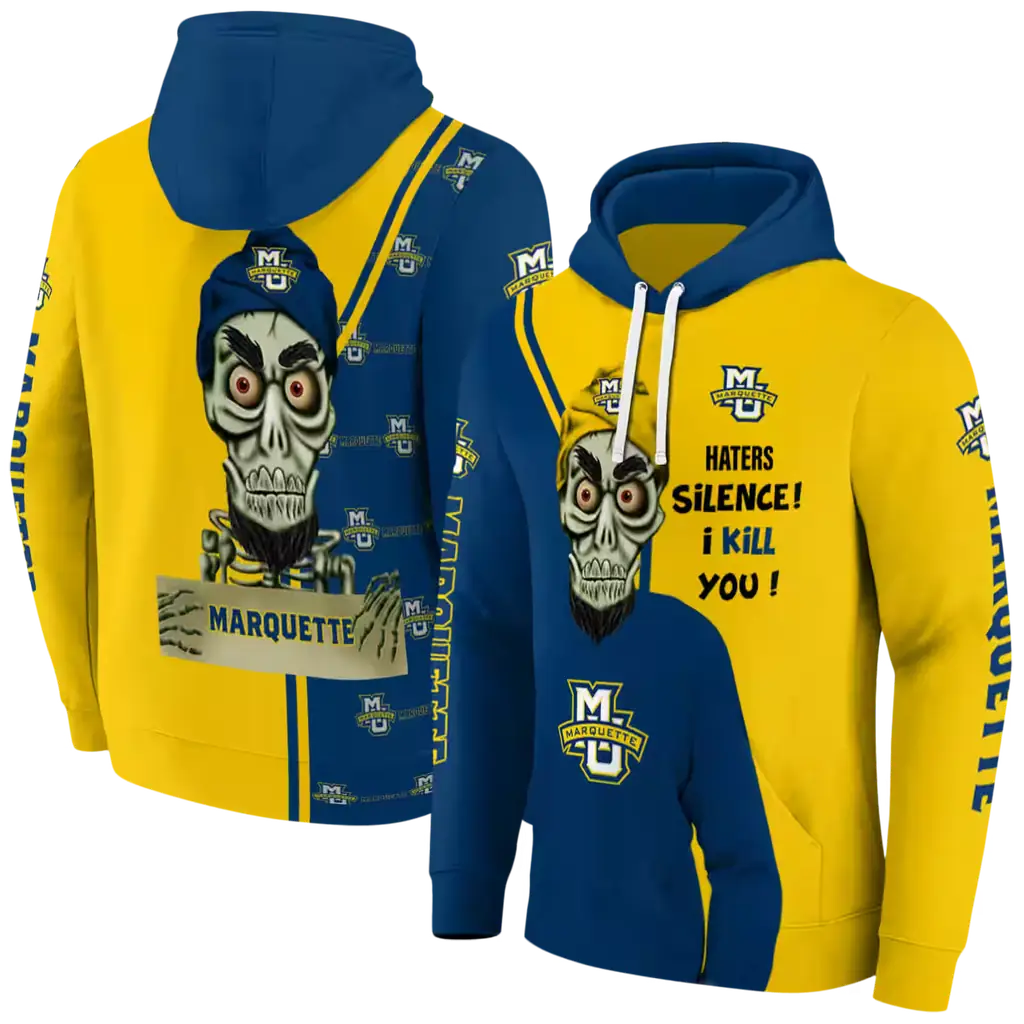 marquette golden eagles achmed skull blue hoodie fashion forward marquette golden eagles achmed skull blue hoodie fashion forward