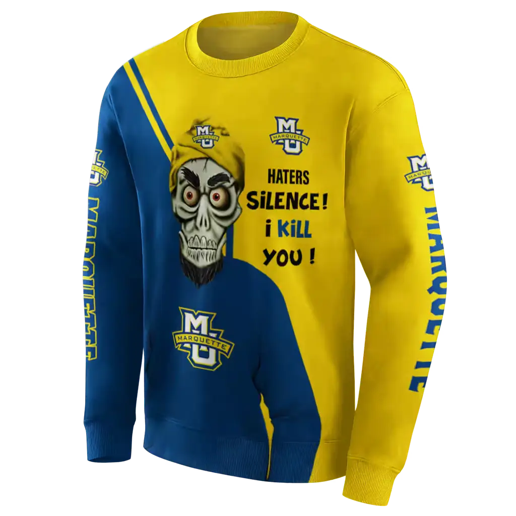 marquette golden eagles achmed skull blue hoodie new arrival marquette golden eagles achmed skull blue hoodie new arrival