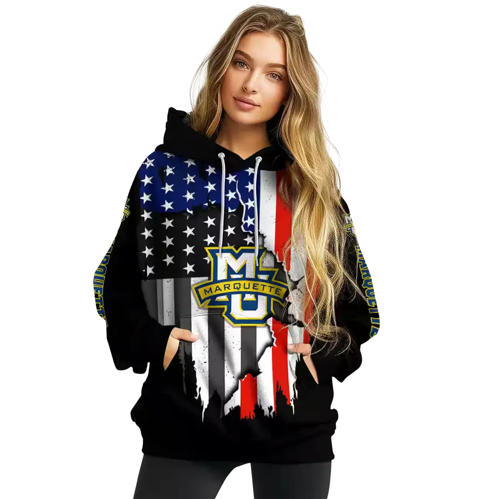 marquette golden eagles american pride black hoodie high quality marquette golden eagles american pride black hoodie high quality