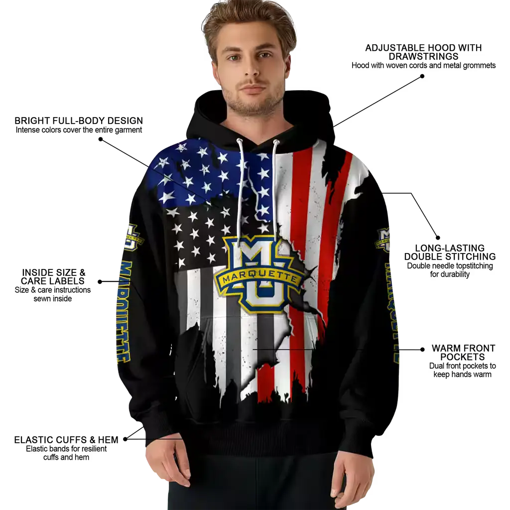 marquette golden eagles american pride black hoodie latest model marquette golden eagles american pride black hoodie latest model