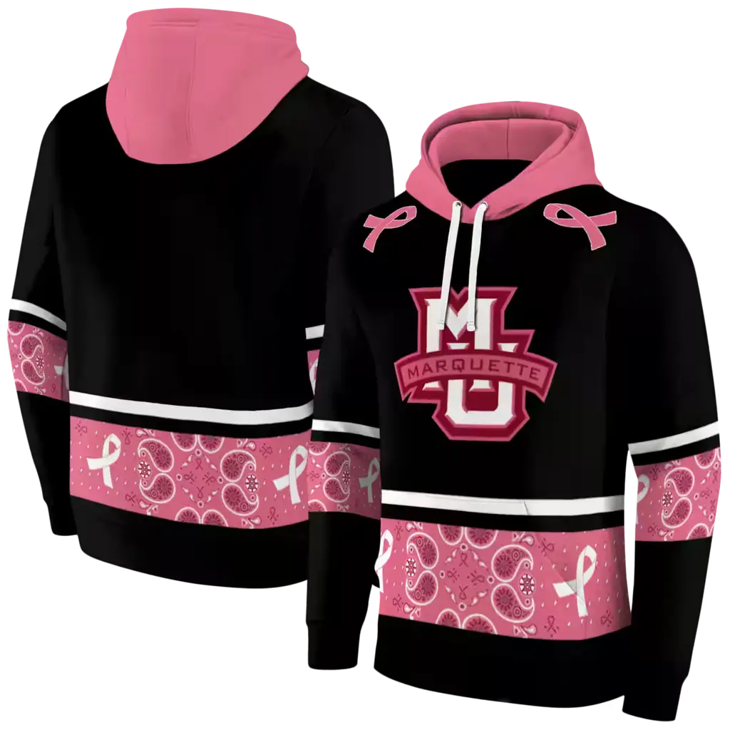 marquette golden eagles awareness ribbon black pink hoodie fashion forward marquette golden eagles awareness ribbon black pink hoodie fashion forward