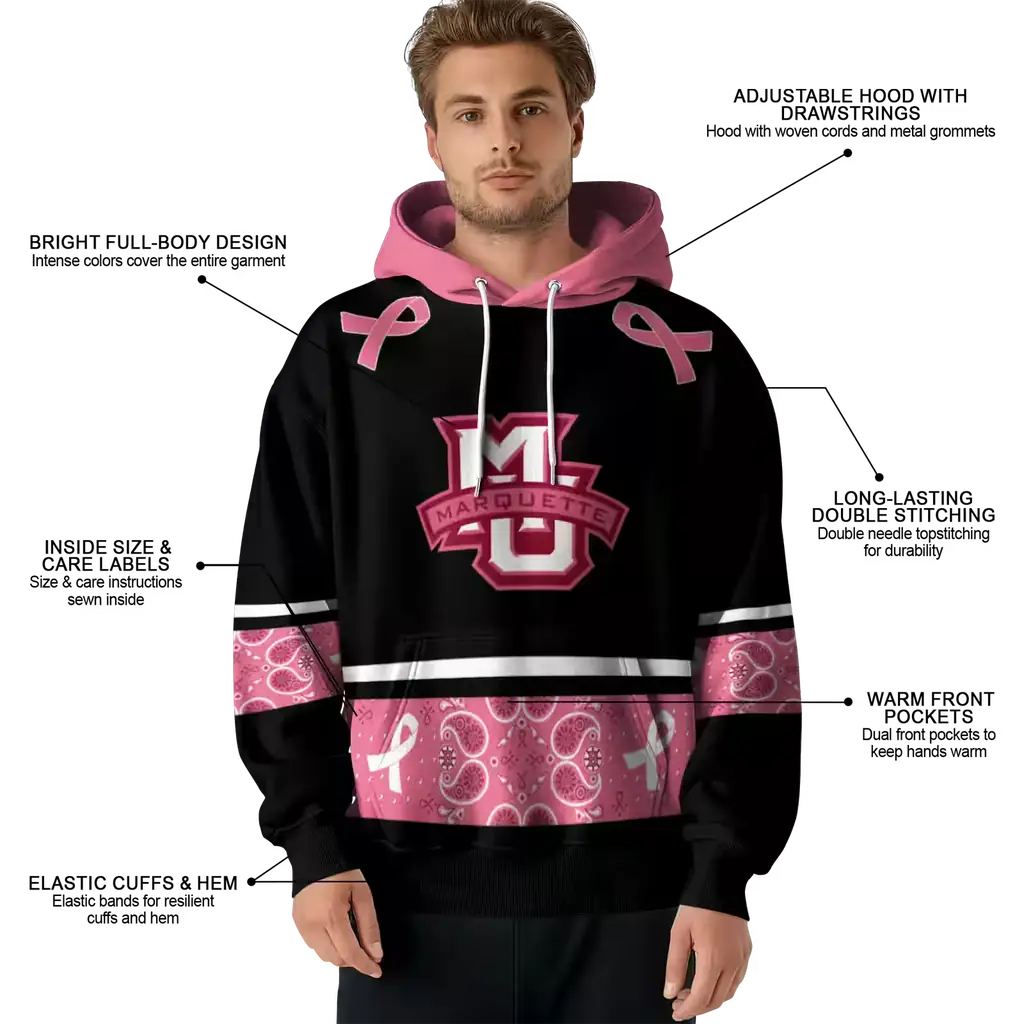marquette golden eagles awareness ribbon black pink hoodie latest model marquette golden eagles awareness ribbon black pink hoodie latest model