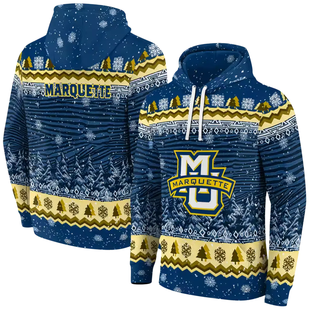 marquette golden eagles christmas trees blue hoodie fashion forward marquette golden eagles christmas trees blue hoodie fashion forward