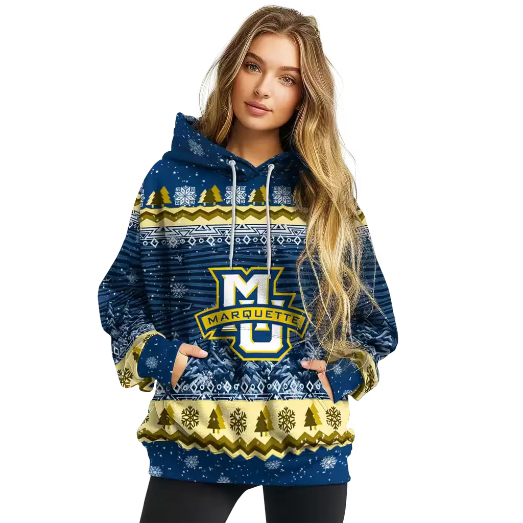 marquette golden eagles christmas trees blue hoodie high quality marquette golden eagles christmas trees blue hoodie high quality