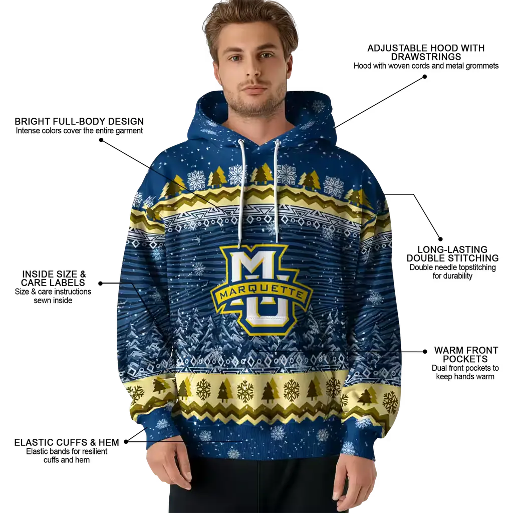 marquette golden eagles christmas trees blue hoodie latest model marquette golden eagles christmas trees blue hoodie latest model