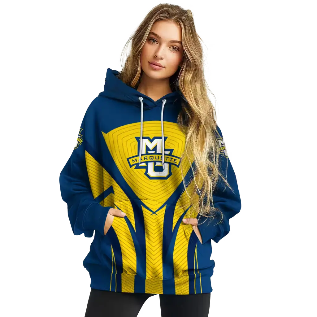 marquette golden eagles concentric lines blue black hoodie high quality marquette golden eagles concentric lines blue black hoodie high quality
