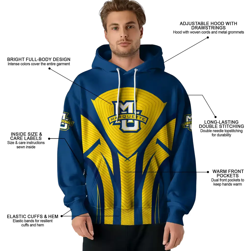 marquette golden eagles concentric lines blue black hoodie latest model marquette golden eagles concentric lines blue black hoodie latest model