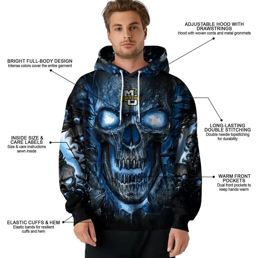 marquette golden eagles demonic skull blue black hoodie latest model marquette golden eagles demonic skull blue black hoodie latest model