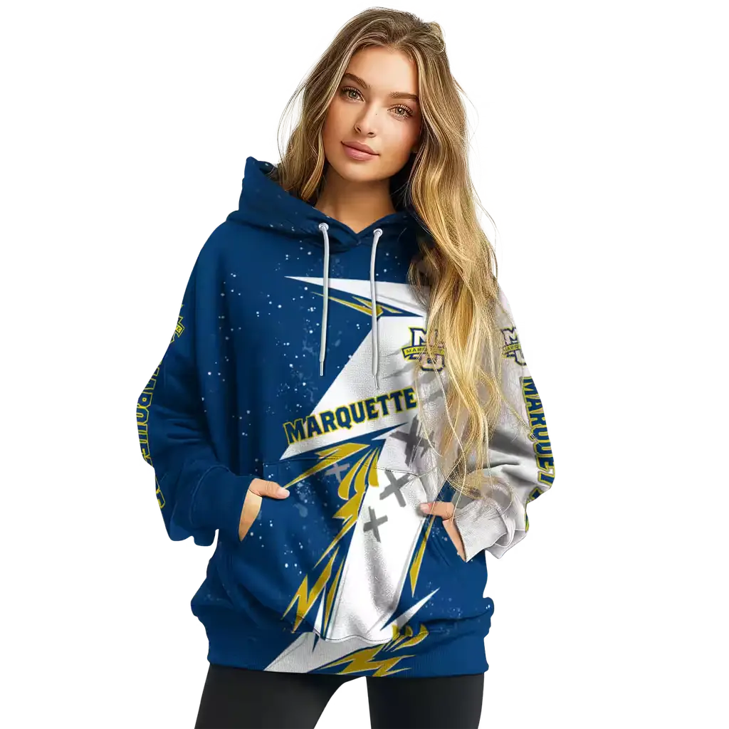 marquette golden eagles dynamic slash blue white hoodie high quality marquette golden eagles dynamic slash blue white hoodie high quality