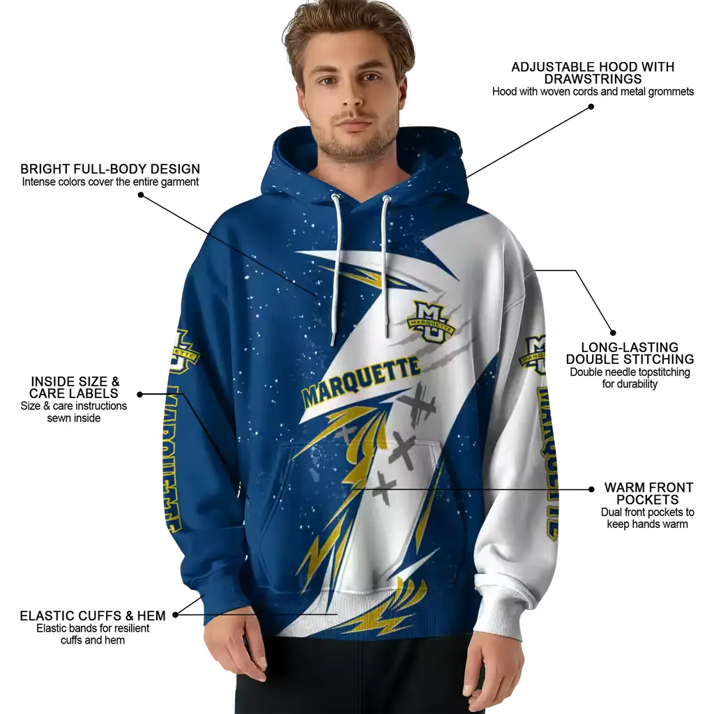 marquette golden eagles dynamic slash blue white hoodie latest model marquette golden eagles dynamic slash blue white hoodie latest model
