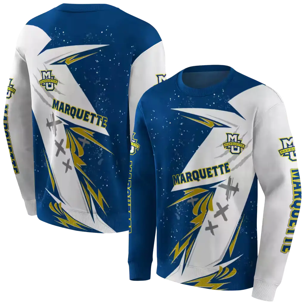 marquette golden eagles dynamic slash blue white hoodie premium grade marquette golden eagles dynamic slash blue white hoodie premium grade