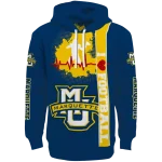 marquette golden eagles football heartbeat blue hoodie best selling