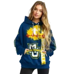 marquette golden eagles football heartbeat blue hoodie best selling