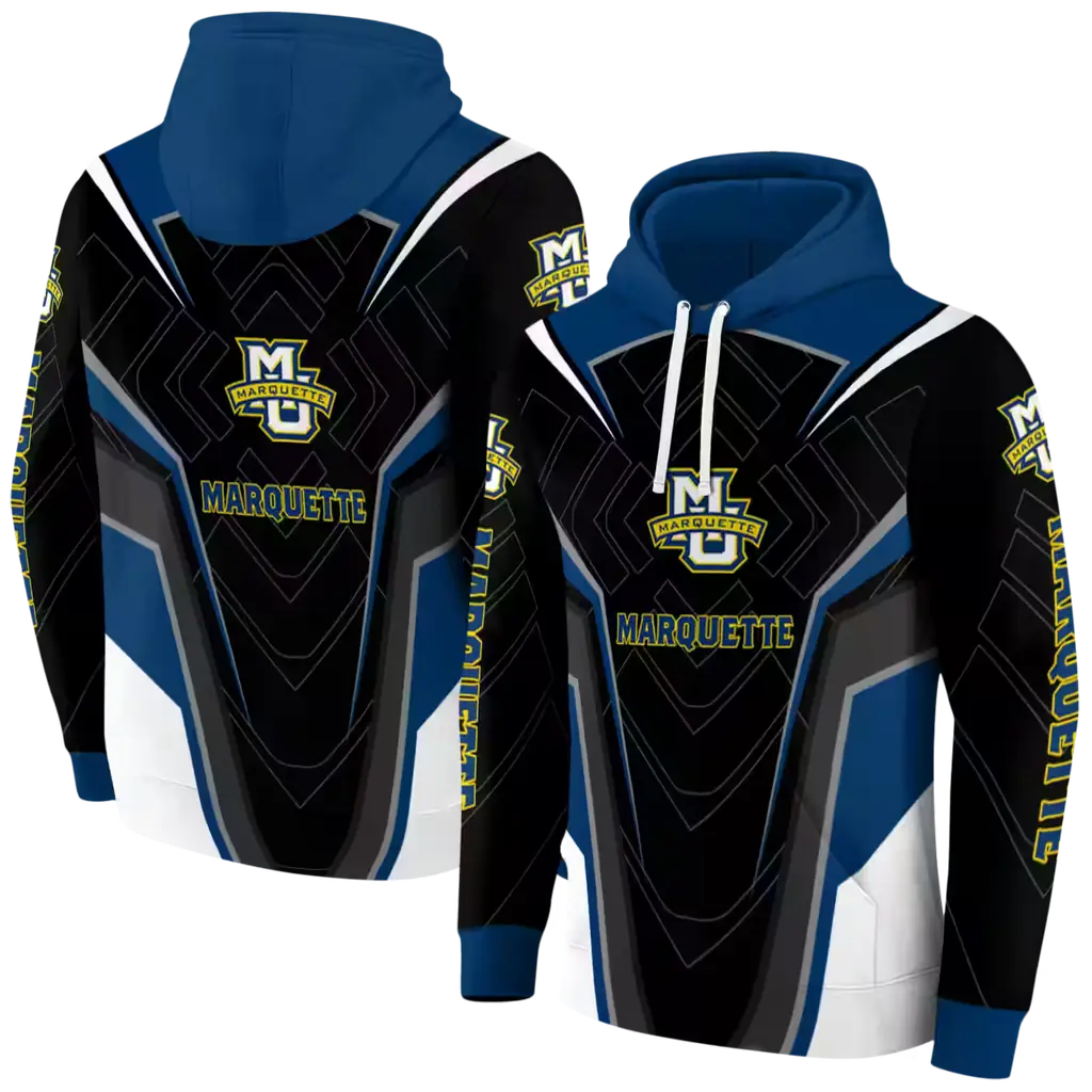 marquette golden eagles futuristic pattern blue black hoodie fashion forward marquette golden eagles futuristic pattern blue black hoodie fashion forward