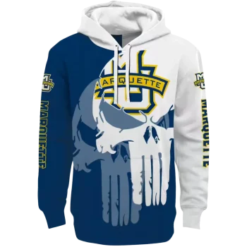 marquette golden eagles graphic punisher blue white hoodie best selling