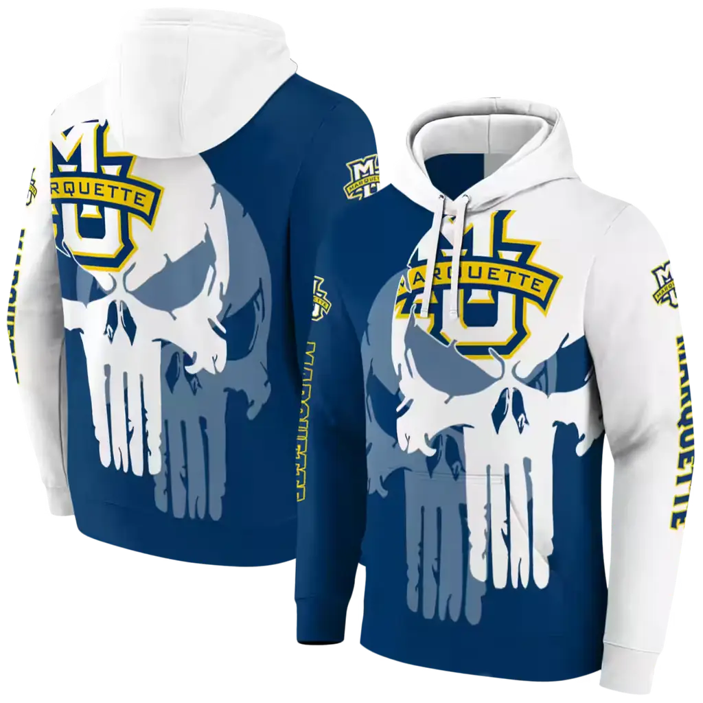 marquette golden eagles graphic punisher blue white hoodie fashion forward marquette golden eagles graphic punisher blue white hoodie fashion forward