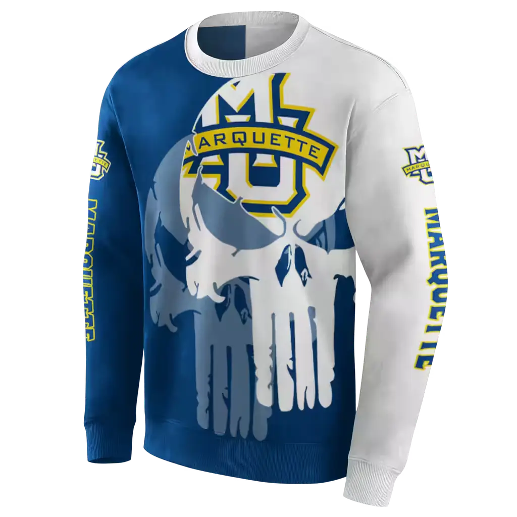 marquette golden eagles graphic punisher blue white hoodie new arrival marquette golden eagles graphic punisher blue white hoodie new arrival
