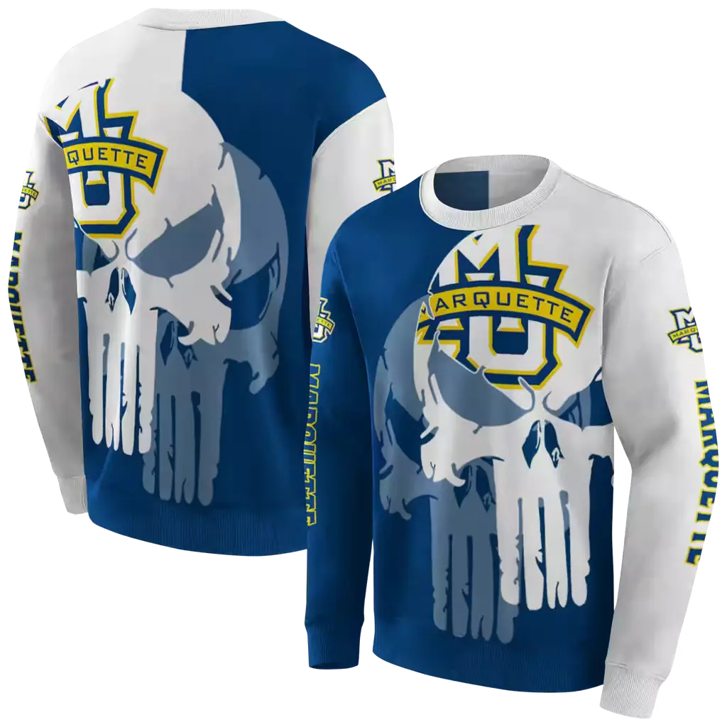 marquette golden eagles graphic punisher blue white hoodie premium grade marquette golden eagles graphic punisher blue white hoodie premium grade