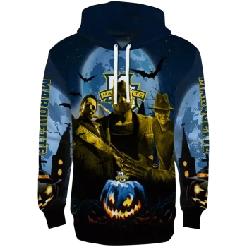 marquette golden eagles halloween vibes blue black hoodie best selling