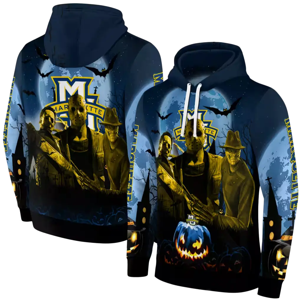marquette golden eagles halloween vibes blue black hoodie fashion forward marquette golden eagles halloween vibes blue black hoodie fashion forward