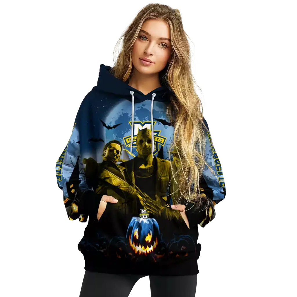 marquette golden eagles halloween vibes blue black hoodie high quality marquette golden eagles halloween vibes blue black hoodie high quality