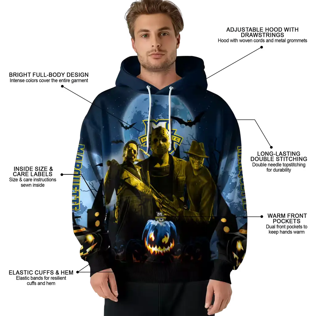 marquette golden eagles halloween vibes blue black hoodie latest model marquette golden eagles halloween vibes blue black hoodie latest model