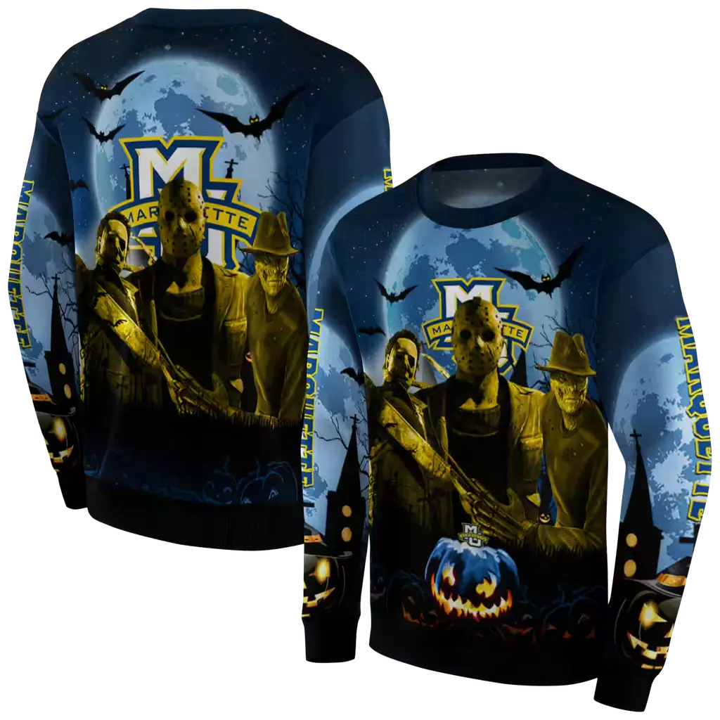 marquette golden eagles halloween vibes blue black hoodie premium grade marquette golden eagles halloween vibes blue black hoodie premium grade