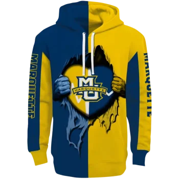 marquette golden eagles heartbeat graphic blue hoodie best selling