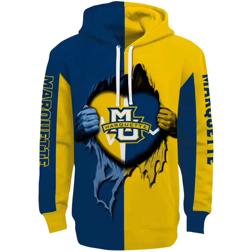 marquette golden eagles heartbeat graphic blue hoodie best selling marquette golden eagles heartbeat graphic blue hoodie best selling