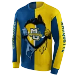 marquette golden eagles heartbeat graphic blue hoodie best selling