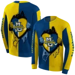 marquette golden eagles heartbeat graphic blue hoodie best selling
