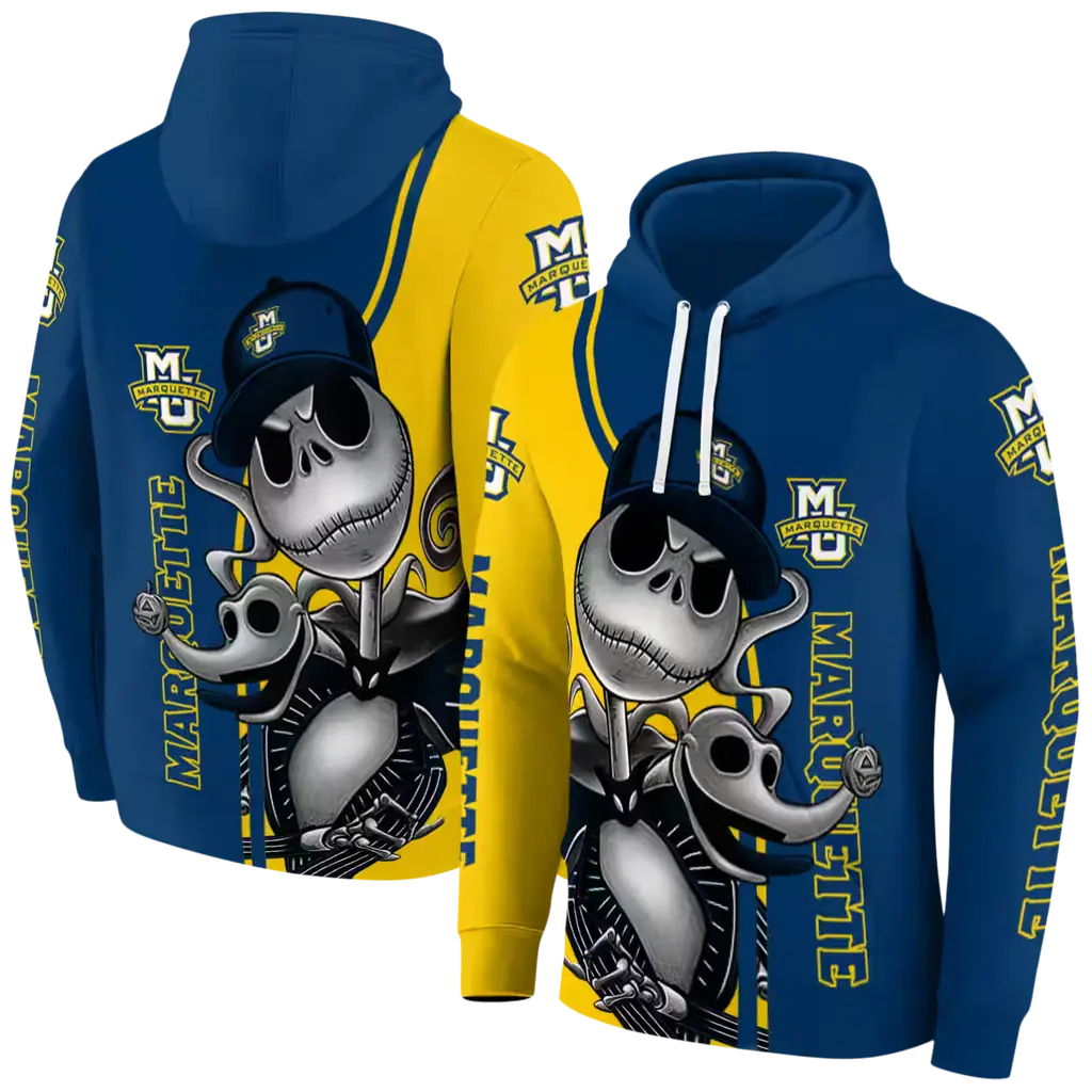 marquette golden eagles jack skellington blue hoodie fashion forward marquette golden eagles jack skellington blue hoodie fashion forward