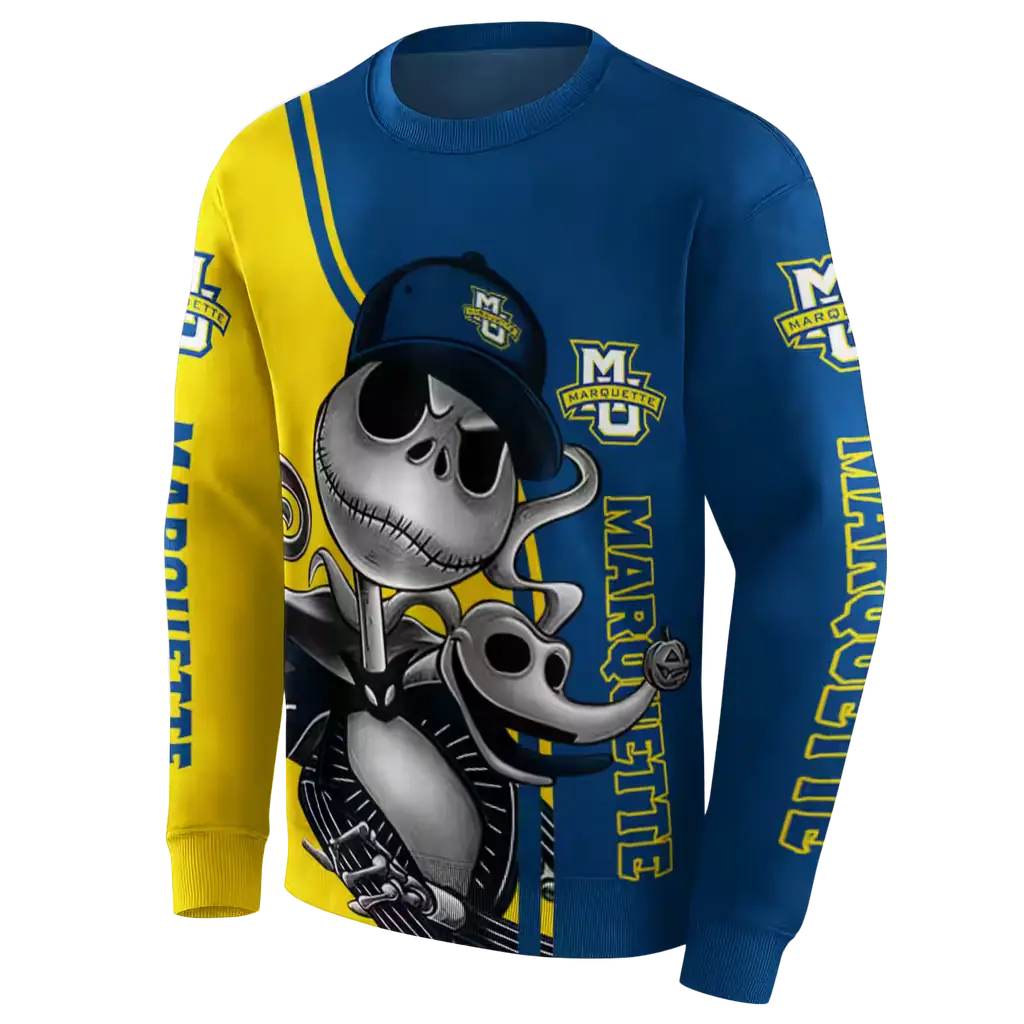 marquette golden eagles jack skellington blue hoodie new arrival marquette golden eagles jack skellington blue hoodie new arrival