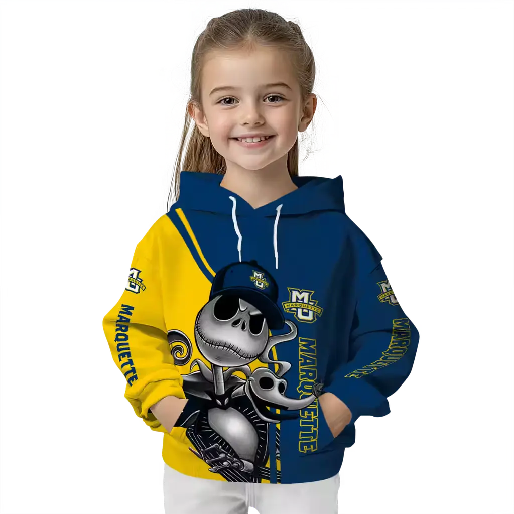 marquette golden eagles jack skellington blue hoodie top rated marquette golden eagles jack skellington blue hoodie top rated
