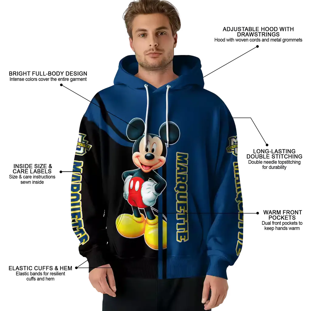 marquette golden eagles mickey mouse blue black hoodie latest model marquette golden eagles mickey mouse blue black hoodie latest model