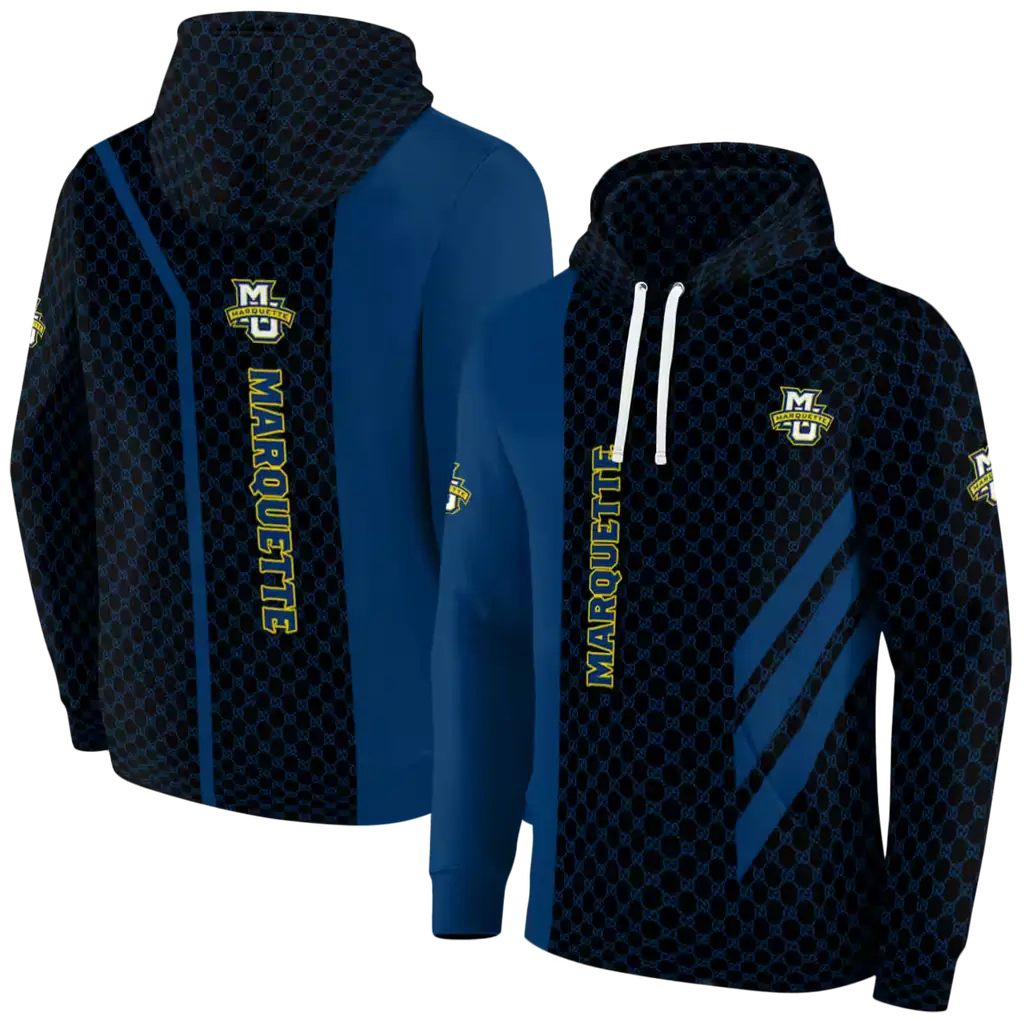 marquette golden eagles monogram pattern blue hoodie fashion forward marquette golden eagles monogram pattern blue hoodie fashion forward