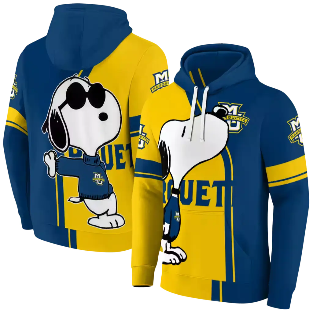 marquette golden eagles playful snoopy blue hoodie fashion forward marquette golden eagles playful snoopy blue hoodie fashion forward
