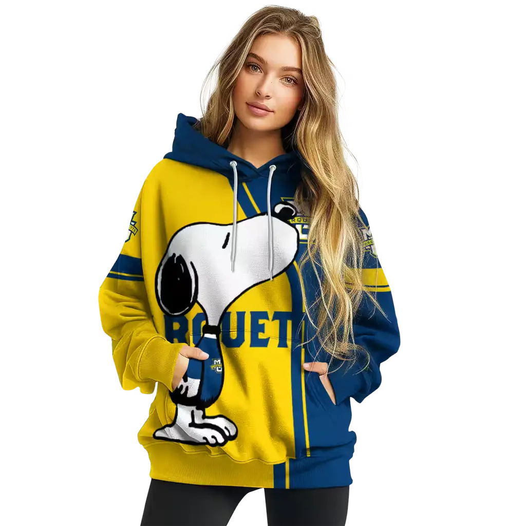 marquette golden eagles playful snoopy blue hoodie high quality marquette golden eagles playful snoopy blue hoodie high quality