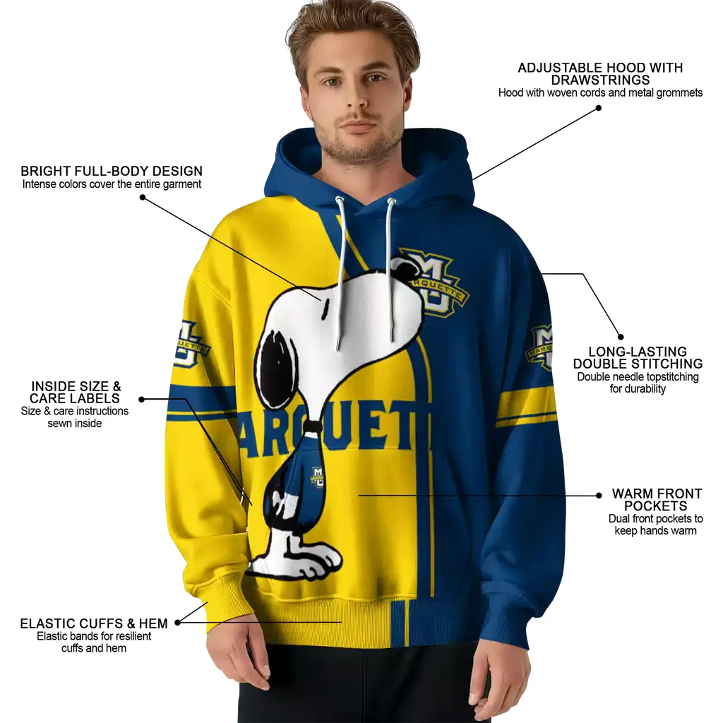marquette golden eagles playful snoopy blue hoodie latest model marquette golden eagles playful snoopy blue hoodie latest model
