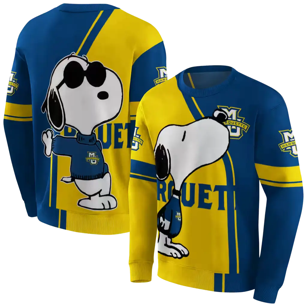 marquette golden eagles playful snoopy blue hoodie premium grade marquette golden eagles playful snoopy blue hoodie premium grade