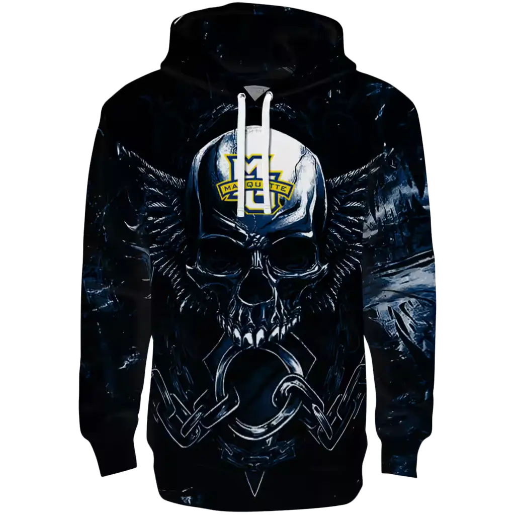 marquette golden eagles skull artwork blue black hoodie best selling marquette golden eagles skull artwork blue black hoodie best selling