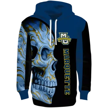 marquette golden eagles skull motif blue black hoodie best selling