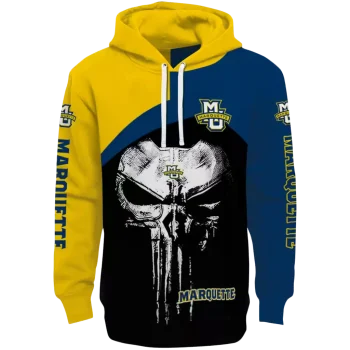 marquette golden eagles skull punisher yellow black hoodie best selling