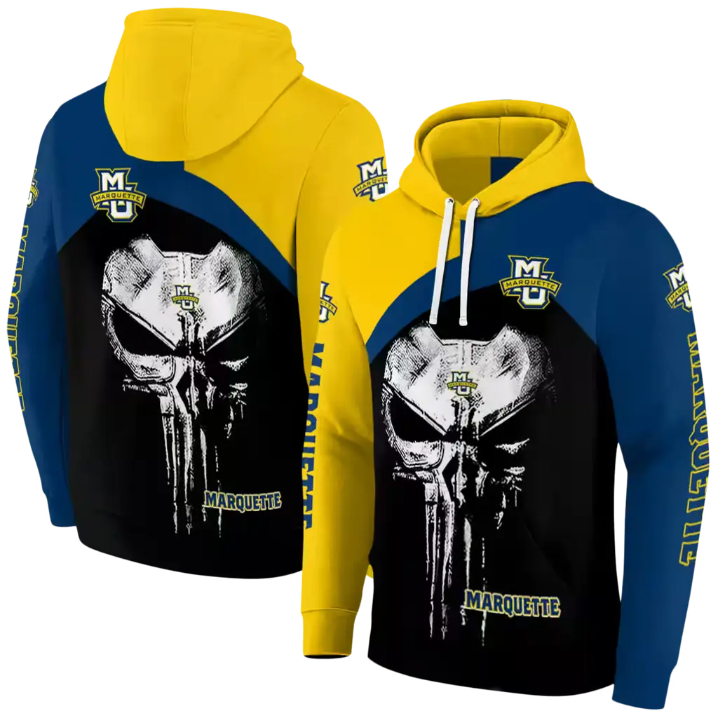 marquette golden eagles skull punisher yellow black hoodie fashion forward marquette golden eagles skull punisher yellow black hoodie fashion forward