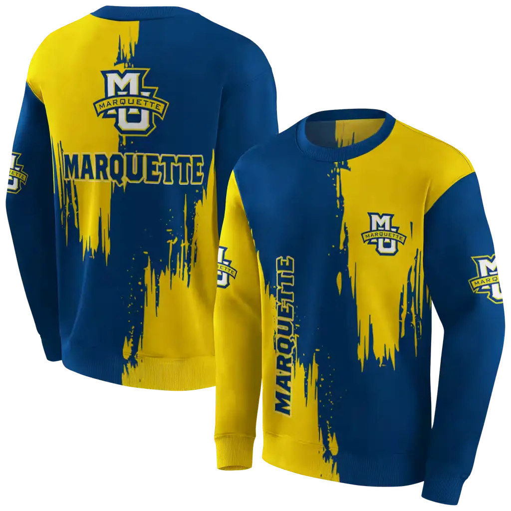 marquette golden eagles splatter effect blue hoodie premium grade marquette golden eagles splatter effect blue hoodie premium grade
